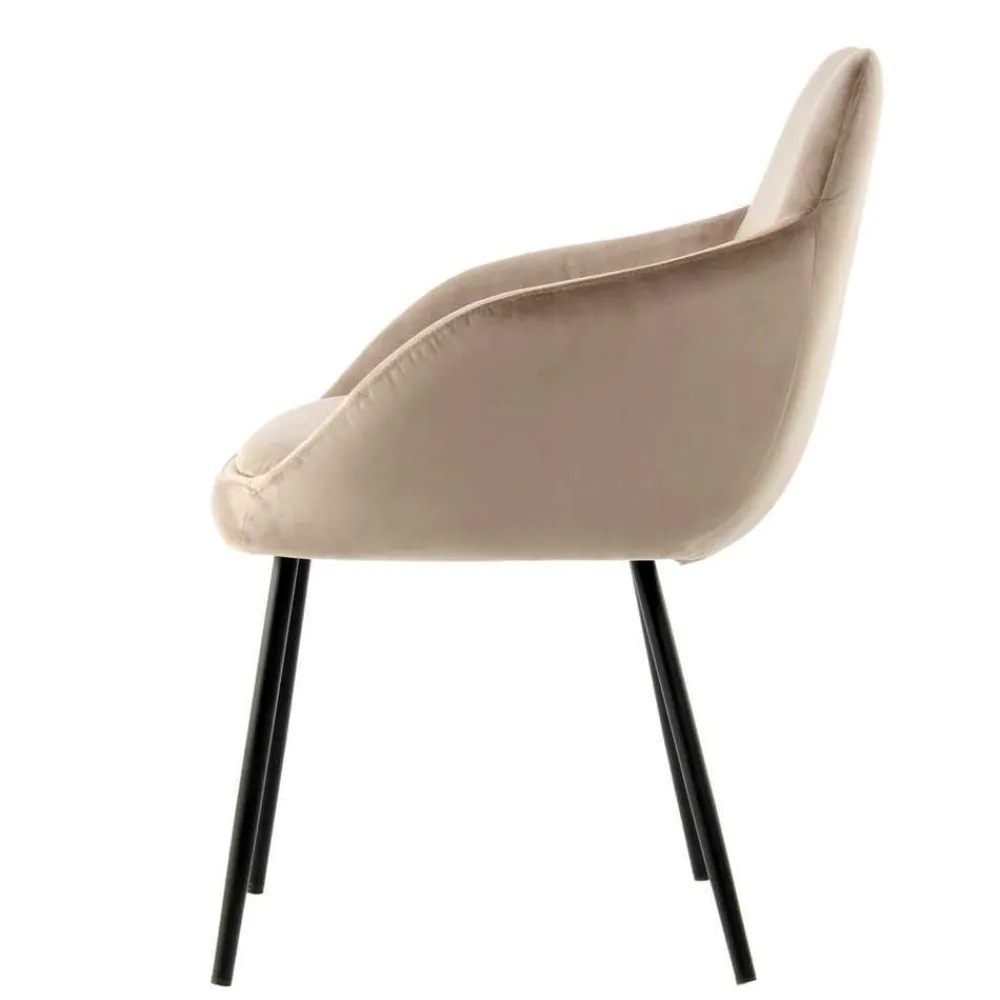 Wohnen Aparter Tischsessel in Taupe Samtstoff - Volpedusa (2er Set)