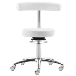 Wohnen Arbeitshocker mit Rückenlehne in Weiß Kunstleder - Jaskin