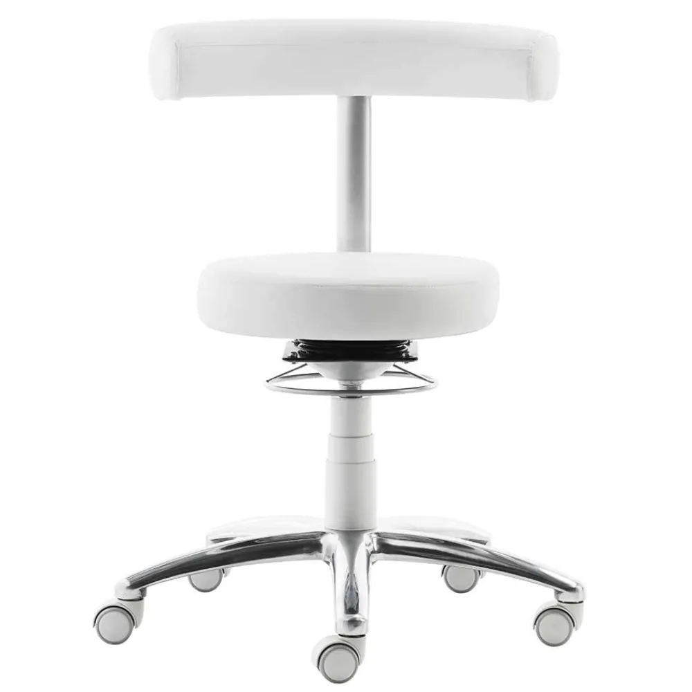 Wohnen Arbeitshocker mit Rückenlehne in Weiß Kunstleder - Jaskin