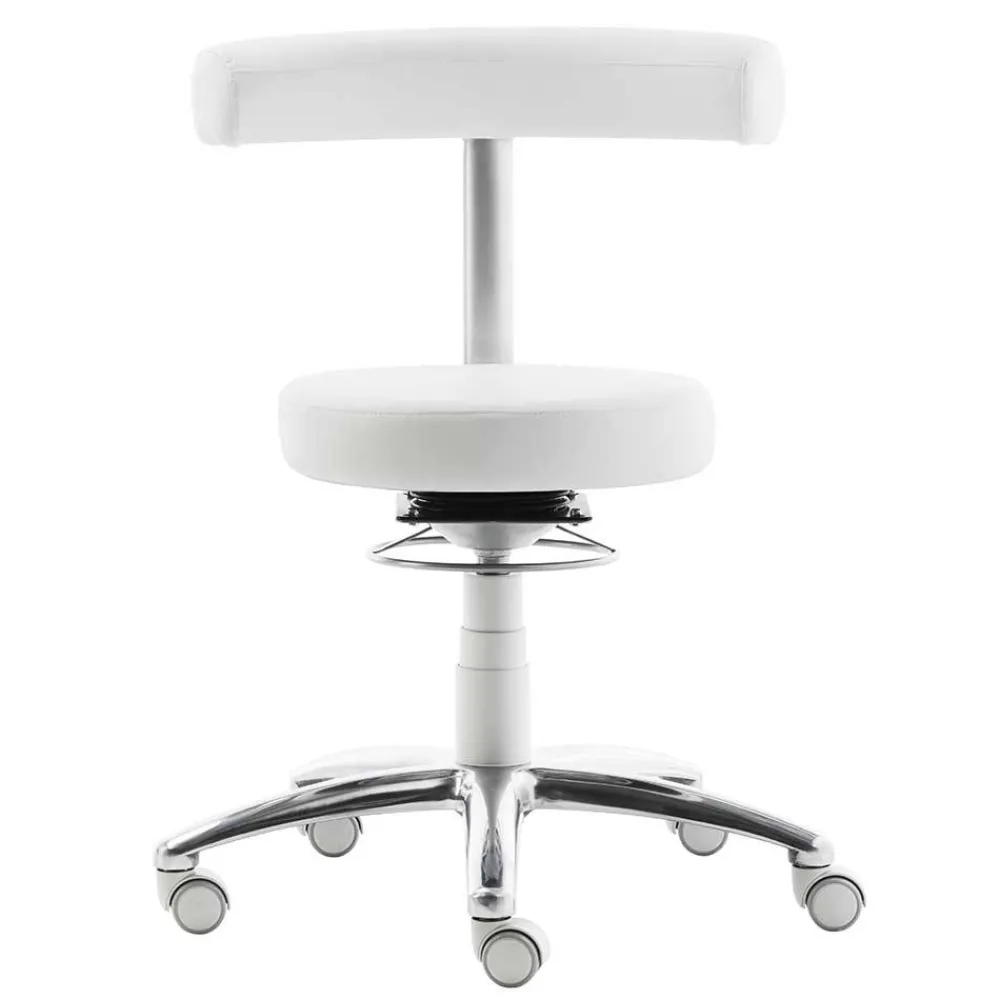 Wohnen Arbeitshocker mit Rückenlehne in Weiß Kunstleder - Jaskin