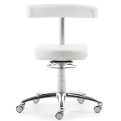 Wohnen Arbeitshocker mit Rückenlehne in Weiß Kunstleder - Jaskin