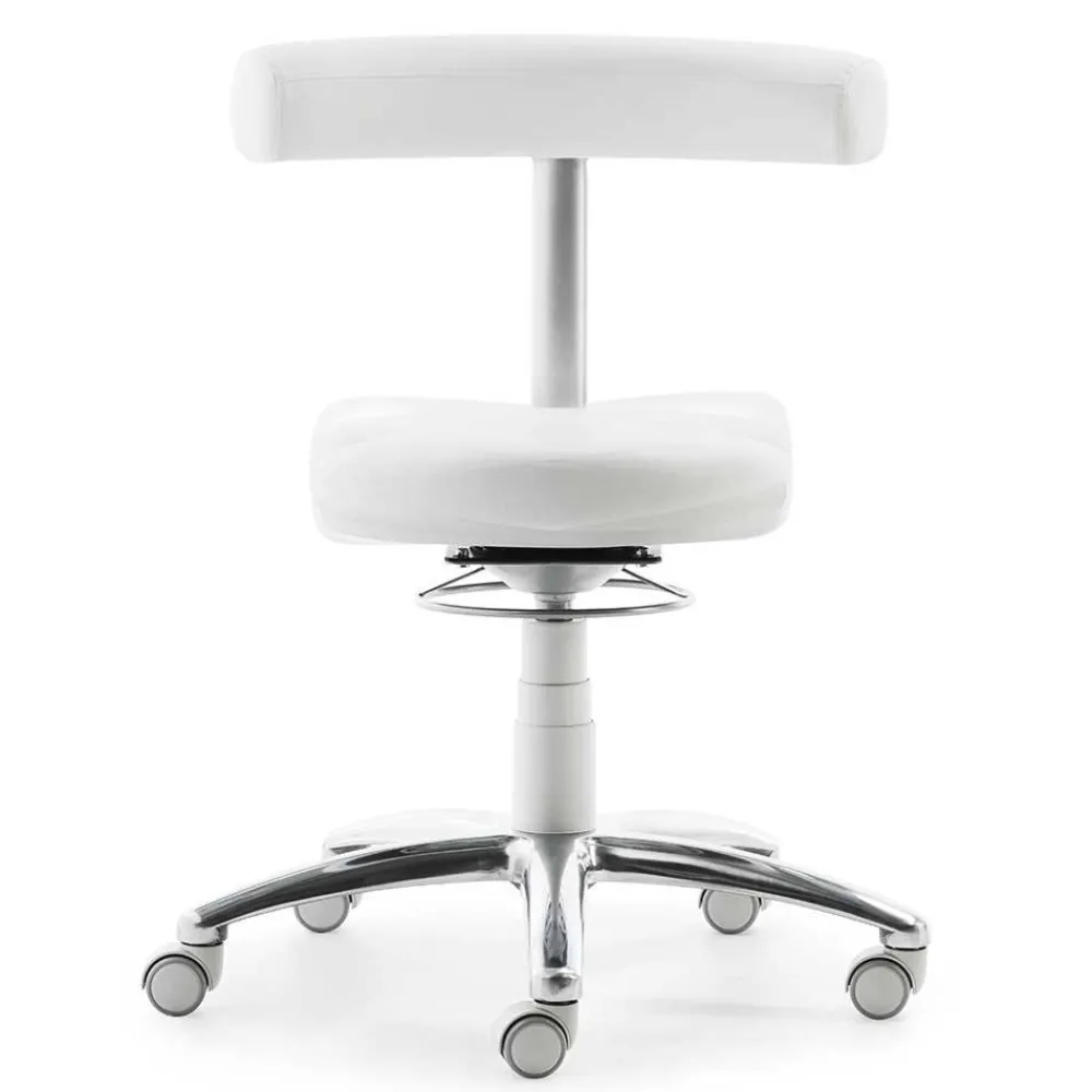 Wohnen Arbeitshocker mit Rückenlehne in Weiß Kunstleder - Jaskin