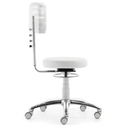 Wohnen Arbeitshocker mit Rückenlehne in Weiß Kunstleder - Jaskin