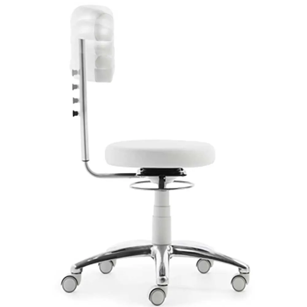 Wohnen Arbeitshocker mit Rückenlehne in Weiß Kunstleder - Jaskin
