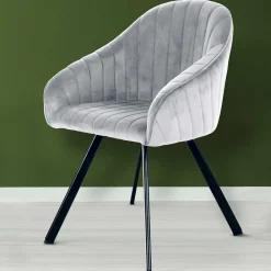 Wohnen Küchenstühle|Esszimmerstühle*Armlehenstühle in Silber Grau - Ashento (2er Set)