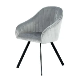 Wohnen Küchenstühle|Esszimmerstühle*Armlehenstühle in Silber Grau - Ashento (2er Set)