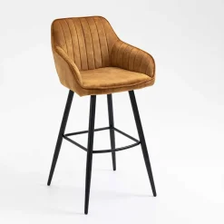 Wohnen Barhocker|Hocker*Armlehnen Barstühle in Ocker & Schwarz - Andim (2er Set)