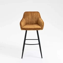 Wohnen Barhocker|Hocker*Armlehnen Barstühle in Ocker & Schwarz - Andim (2er Set)