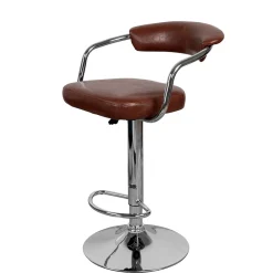 Wohnen Barhocker|Hocker*Armlehnen Barstuhl in Braun & Chrom - Usavina (2er Set)