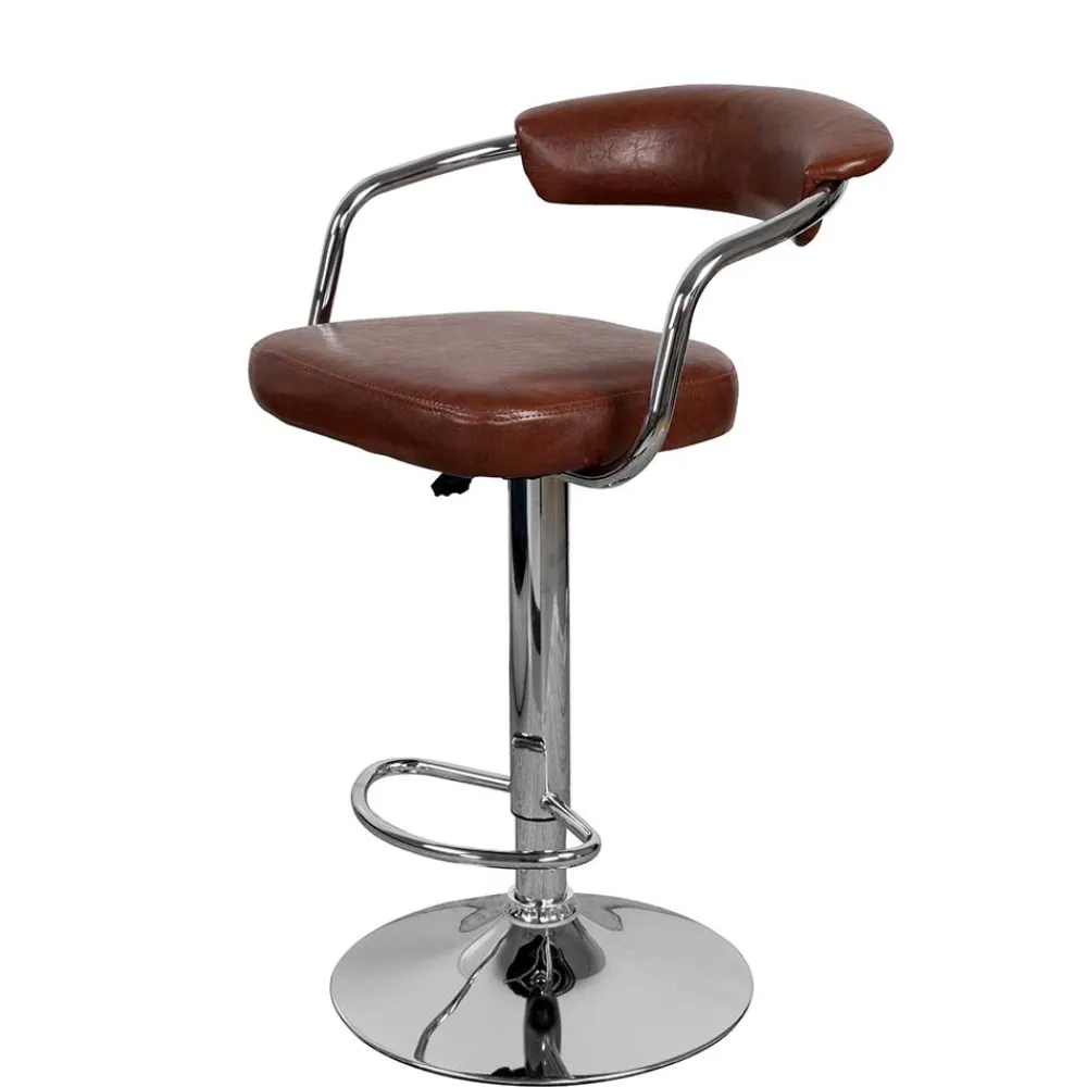 Wohnen Barhocker|Hocker*Armlehnen Barstuhl in Braun & Chrom - Usavina (2er Set)