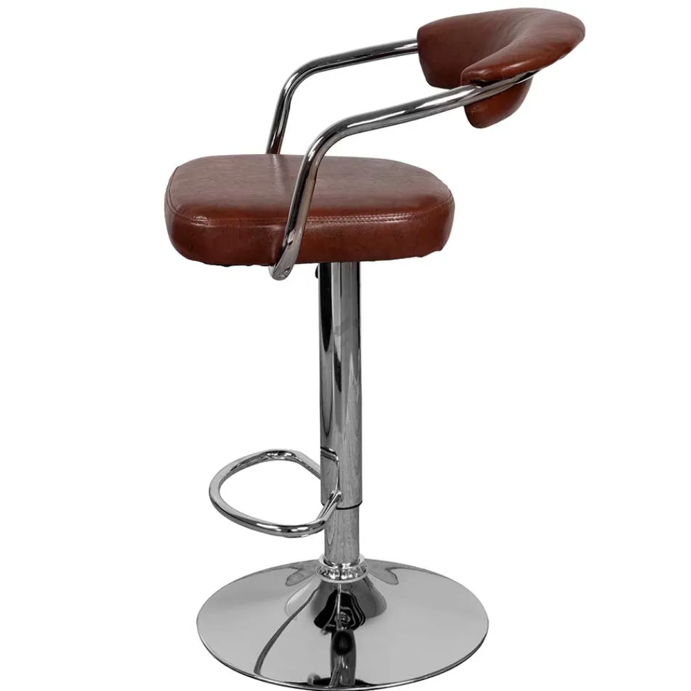 Wohnen Barhocker|Hocker*Armlehnen Barstuhl in Braun & Chrom - Usavina (2er Set)