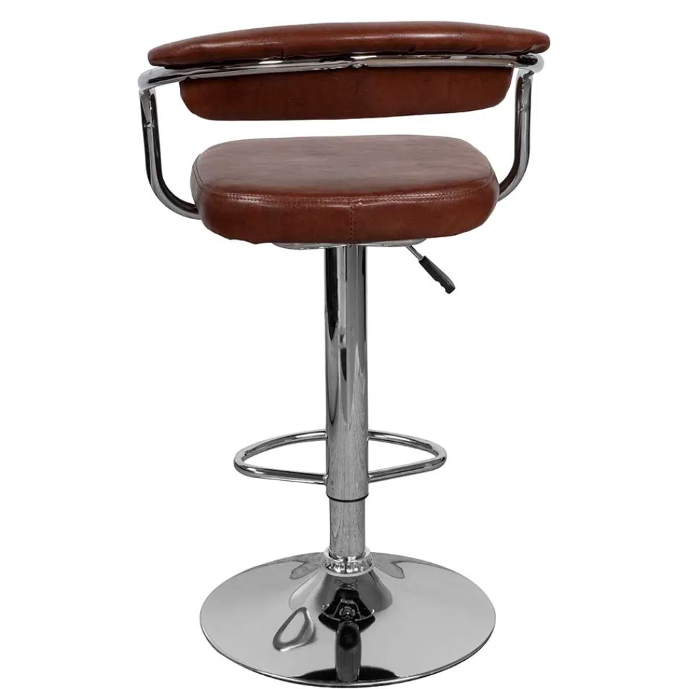 Wohnen Barhocker|Hocker*Armlehnen Barstuhl in Braun & Chrom - Usavina (2er Set)