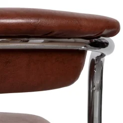 Wohnen Barhocker|Hocker*Armlehnen Barstuhl in Braun & Chrom - Usavina (2er Set)