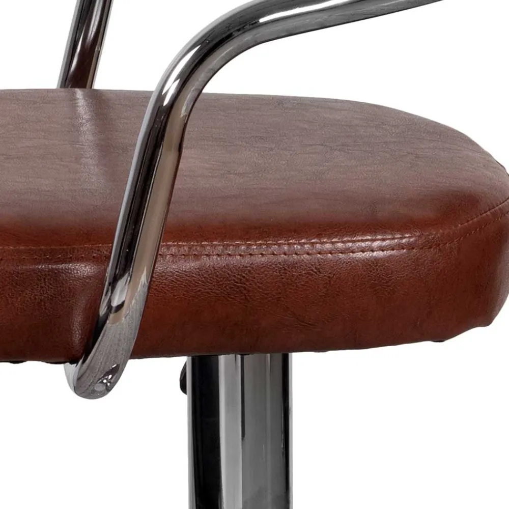 Wohnen Barhocker|Hocker*Armlehnen Barstuhl in Braun & Chrom - Usavina (2er Set)