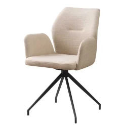 Wohnen Wohnzimmerstühle*Armlehnen Esstischstuhl in Beige mit Schwarz - Boro