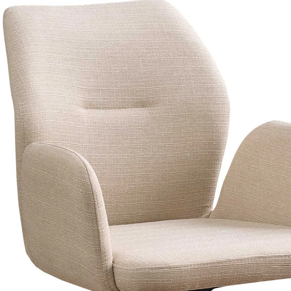 Wohnen Wohnzimmerstühle*Armlehnen Esstischstuhl in Beige mit Schwarz - Boro