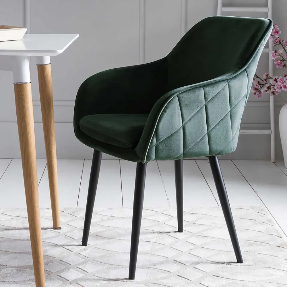 Wohnen Wohnzimmerstühle*Armlehnen Polsterstuhl in herrlichem Dunkelgrün - Abacho
