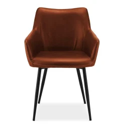 Wohnen Armlehnen Polsterstuhl in Cognac Braun - Prasido (2er Set)