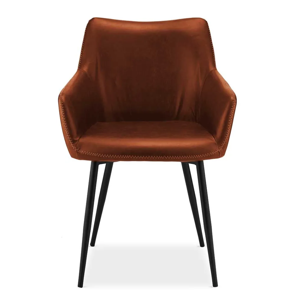 Wohnen Armlehnen Polsterstuhl in Cognac Braun - Prasido (2er Set)