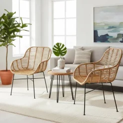 Wohnen Armlehnen Rattanstuhl in Natur - Landhuis (2er Set)