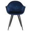 Wohnen Wohnzimmerstühle*Armlehnen Schalenstuhl in Blau Samtbezug - Omnus (2er Set)
