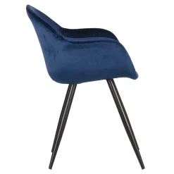 Wohnen Wohnzimmerstühle*Armlehnen Schalenstuhl in Blau Samtbezug - Omnus (2er Set)