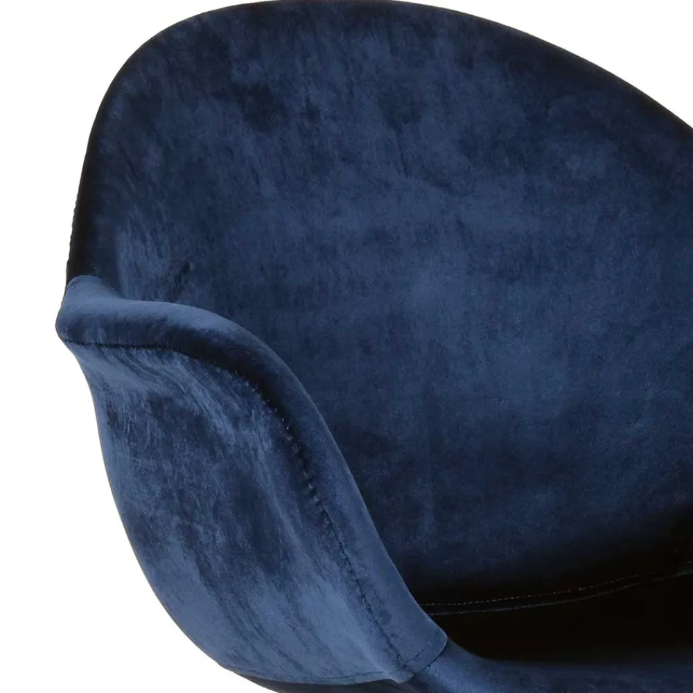 Wohnen Wohnzimmerstühle*Armlehnen Schalenstuhl in Blau Samtbezug - Omnus (2er Set)