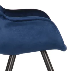 Wohnen Wohnzimmerstühle*Armlehnen Schalenstuhl in Blau Samtbezug - Omnus (2er Set)