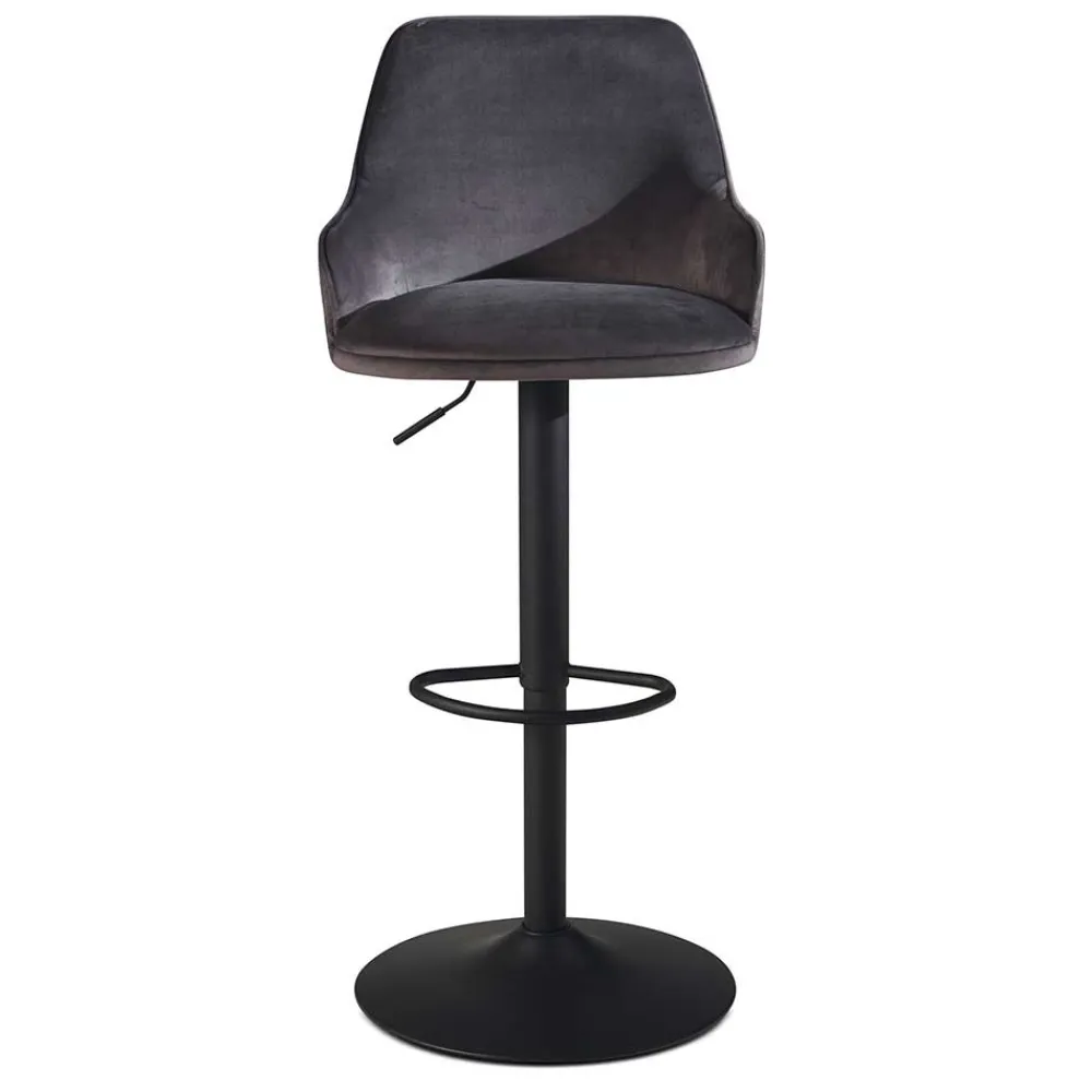 Wohnen Armlehnen-Barstuhl aus grauem Samt - Dana