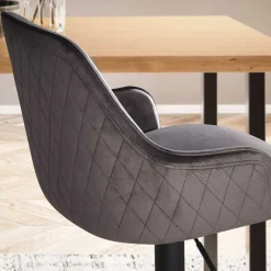 Wohnen Armlehnen-Barstuhl aus grauem Samt - Dana