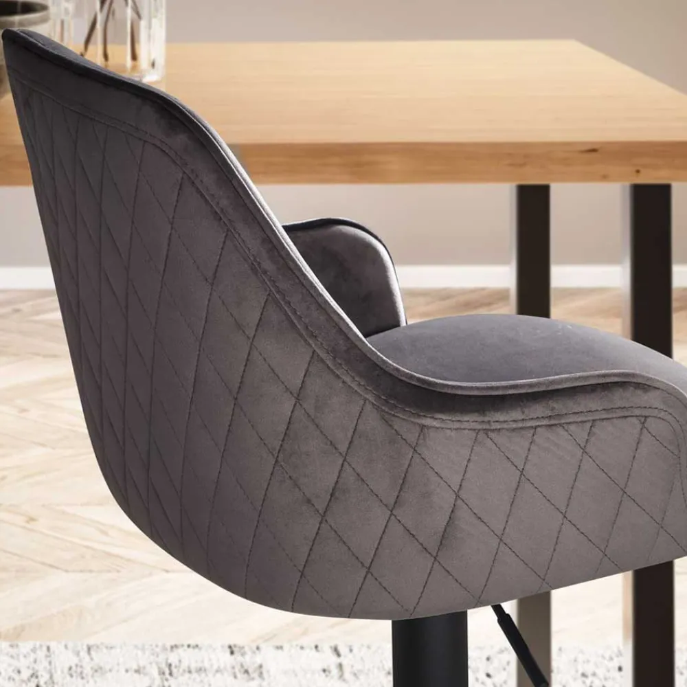Wohnen Armlehnen-Barstuhl aus grauem Samt - Dana