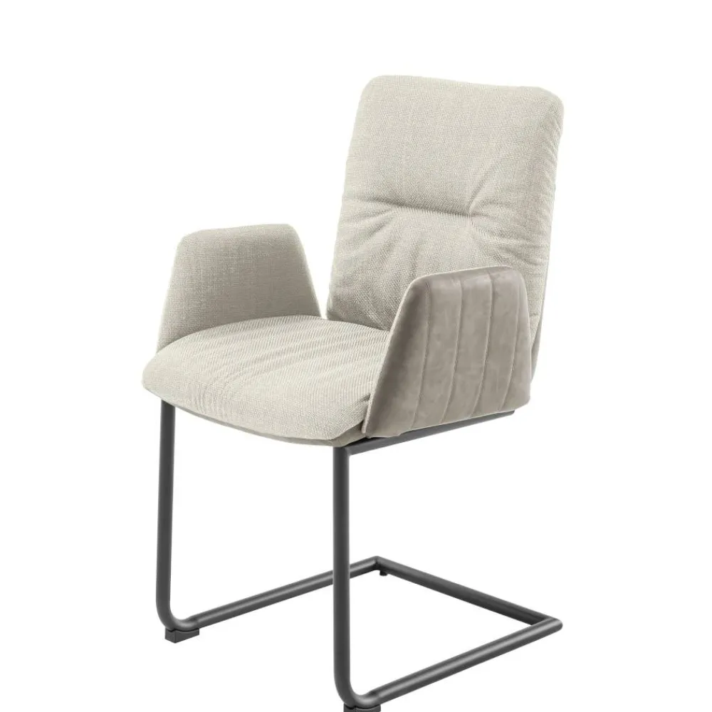 Wohnen Armlehnen-Freischwingerstuhl in Creme - Clebertus (2er Set)