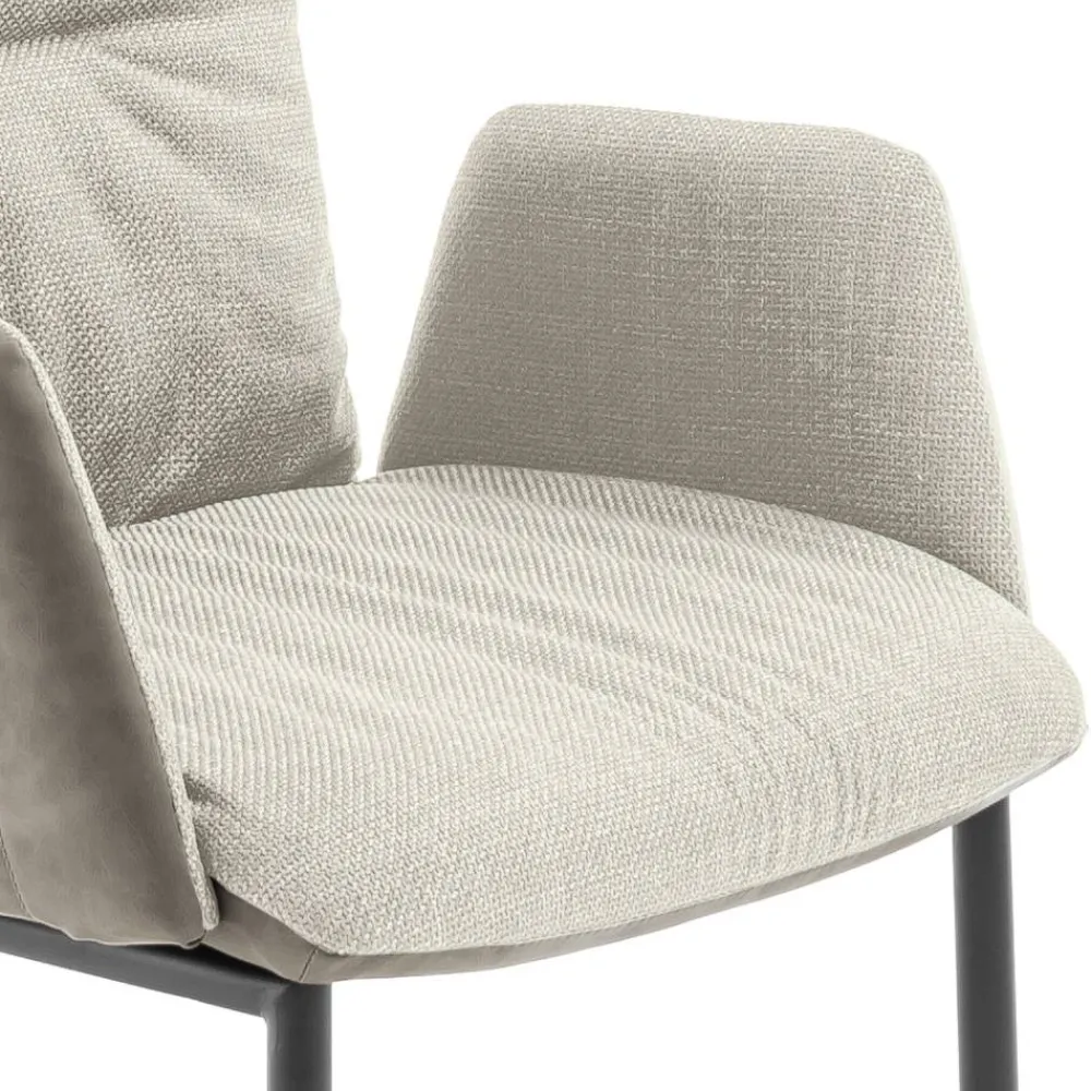 Wohnen Armlehnen-Freischwingerstuhl in Creme - Clebertus (2er Set)