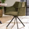 Wohnen Küchenstühle|Esszimmerstühle*Armlehnenstühle in Oliv Grün Samt - Charlene (2er Set)