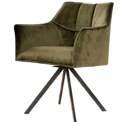 Wohnen Küchenstühle|Esszimmerstühle*Armlehnenstühle in Oliv Grün Samt - Charlene (2er Set)