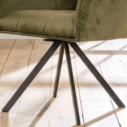 Wohnen Küchenstühle|Esszimmerstühle*Armlehnenstühle in Oliv Grün Samt - Charlene (2er Set)