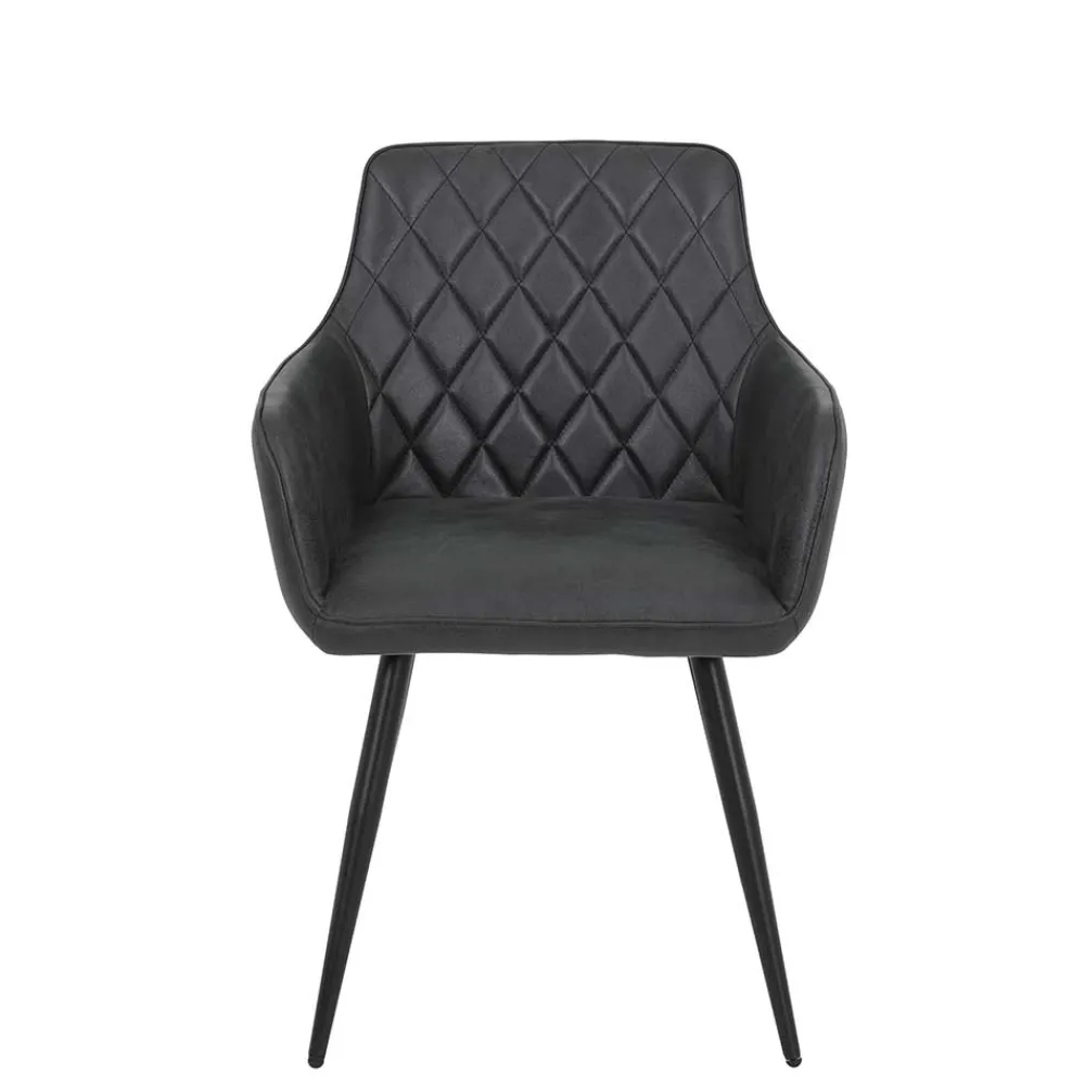 Wohnen Armlehnenstuehle in Anthrazit Samtvelours - Naas (2er Set)