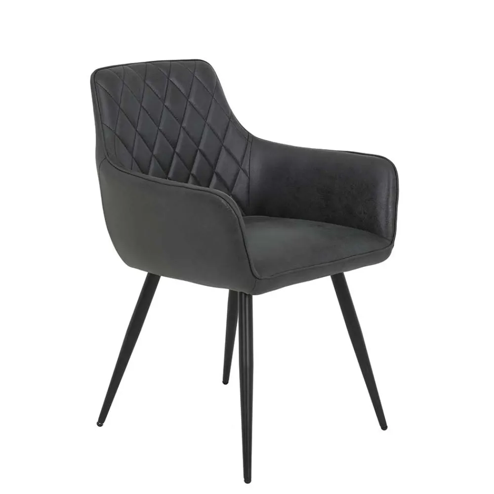 Wohnen Armlehnenstuehle in Anthrazit Samtvelours - Naas (2er Set)