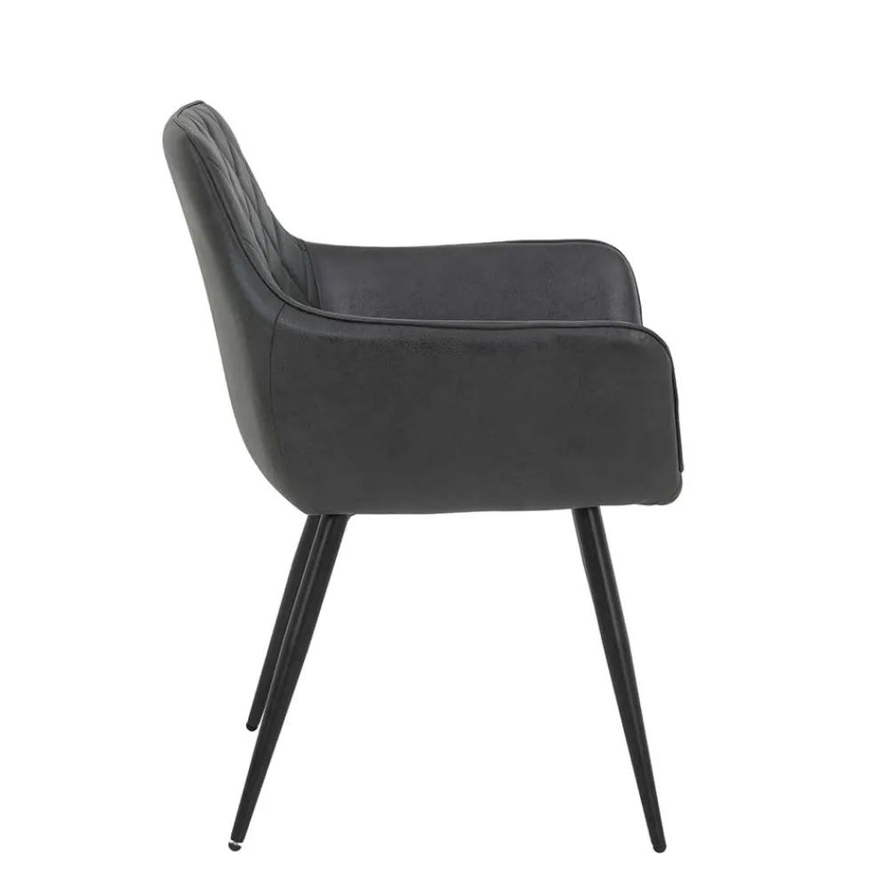 Wohnen Armlehnenstuehle in Anthrazit Samtvelours - Naas (2er Set)