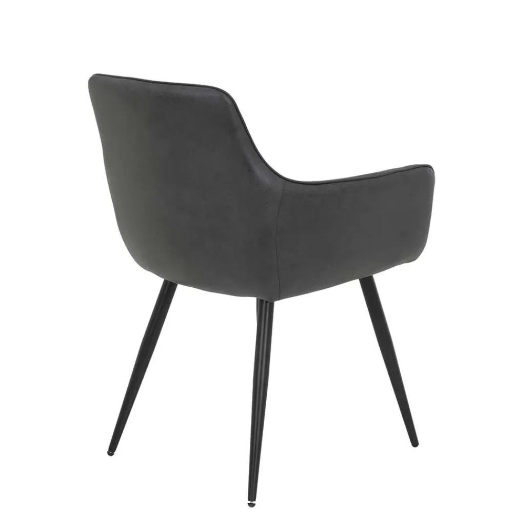 Wohnen Armlehnenstuehle in Anthrazit Samtvelours - Naas (2er Set)