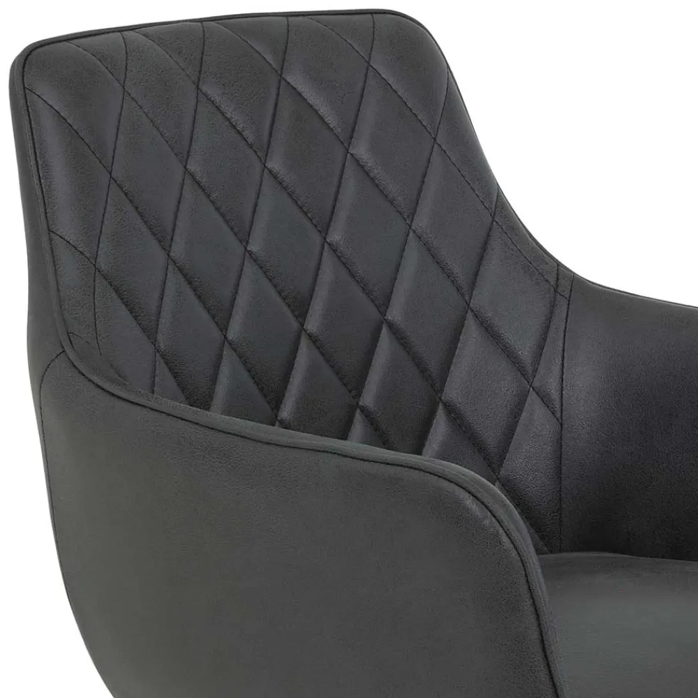 Wohnen Armlehnenstuehle in Anthrazit Samtvelours - Naas (2er Set)