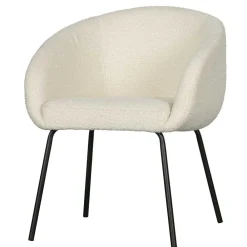 Wohnen Armlehnenstuhl aus Boucle Stoff in Offwhite - Choco (2er Set)