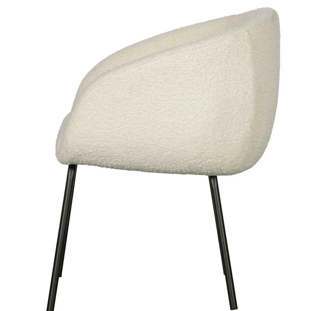 Wohnen Armlehnenstuhl aus Boucle Stoff in Offwhite - Choco (2er Set)