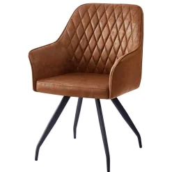 Wohnen Armlehnenstuhl aus braunem Kunstleder - Gonnya