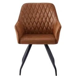 Wohnen Armlehnenstuhl aus braunem Kunstleder - Gonnya