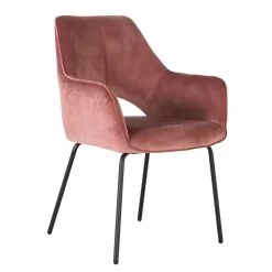 Wohnen Küchenstühle|Esszimmerstühle*Armlehnenstuhl in Altrosa Samt - Flawia (2er Set)