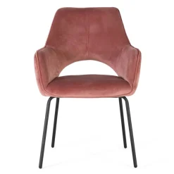 Wohnen Küchenstühle|Esszimmerstühle*Armlehnenstuhl in Altrosa Samt - Flawia (2er Set)