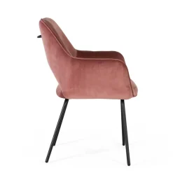 Wohnen Küchenstühle|Esszimmerstühle*Armlehnenstuhl in Altrosa Samt - Flawia (2er Set)