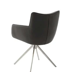 Wohnen Wohnzimmerstühle*Armlehnenstuhl in Anthrazit Leder - Carbonaro (2er Set)