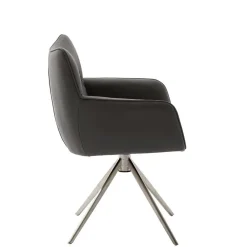 Wohnen Wohnzimmerstühle*Armlehnenstuhl in Anthrazit Leder - Carbonaro (2er Set)